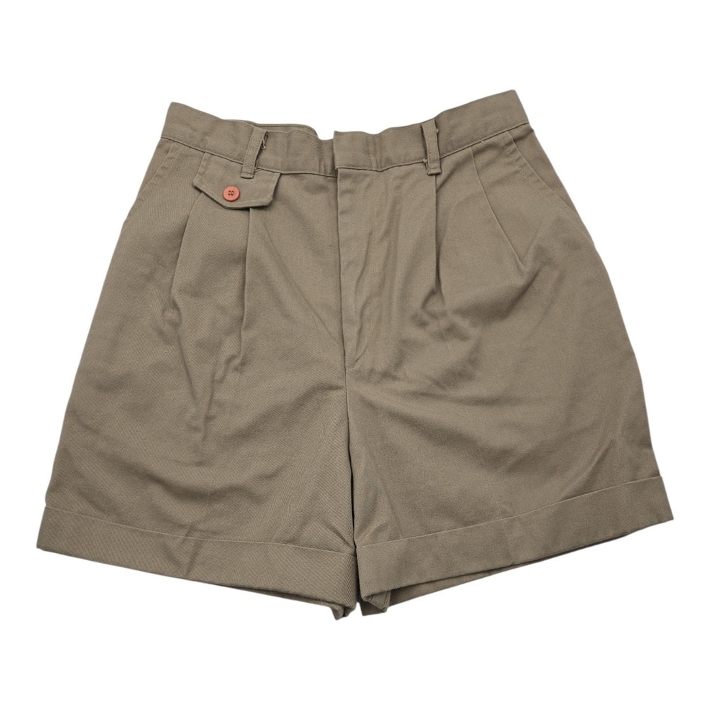 Vintage FAVORITES Women's Khaki Pleated Twill Shorts Size 12 High Waisted Casual